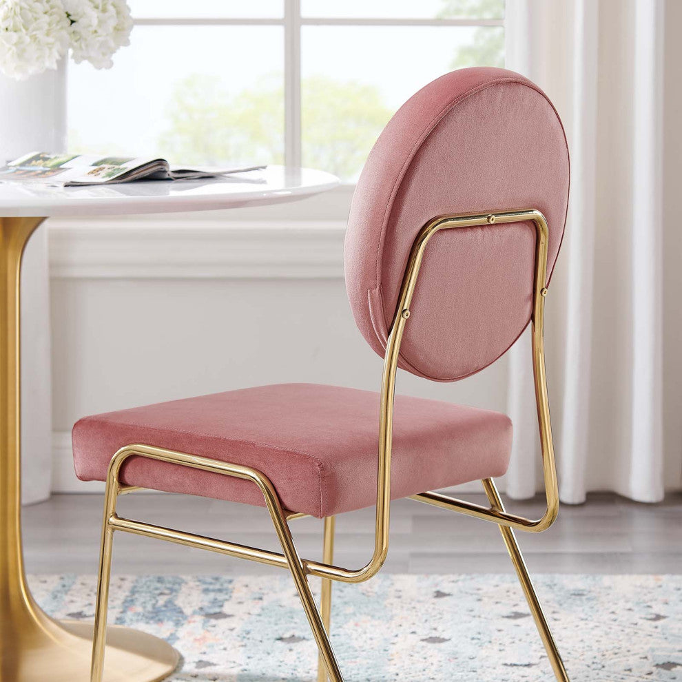 Craft Performance Velvet Dining Side Chair, Gold Dusty Rose