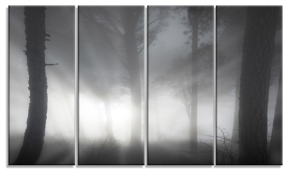 "Forest in Heavy Autumn Mist" Landscape Photo Wall Art, 4 Panels, 48"x28"