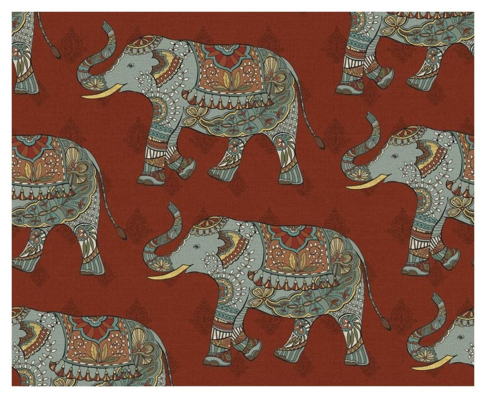 "Elephant Caravan Pattern M" Digital Paper Print by Daphne Brissonnet, 26"x22"