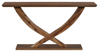 GDF Studio 57" Console Table With Cross-Leg Design, Brown