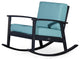 DTY Outdoor Living Longs Peak Eucalyptus Rocker w/ Cushions, Espresso, Sage