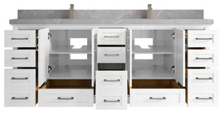 Boston 84 Double Sink Bath Vanity in White 2" Pearl Gray