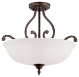 Millennium 1573-RBZ Three Light Semi-Flush Mount, Rubbed Bronze Finish