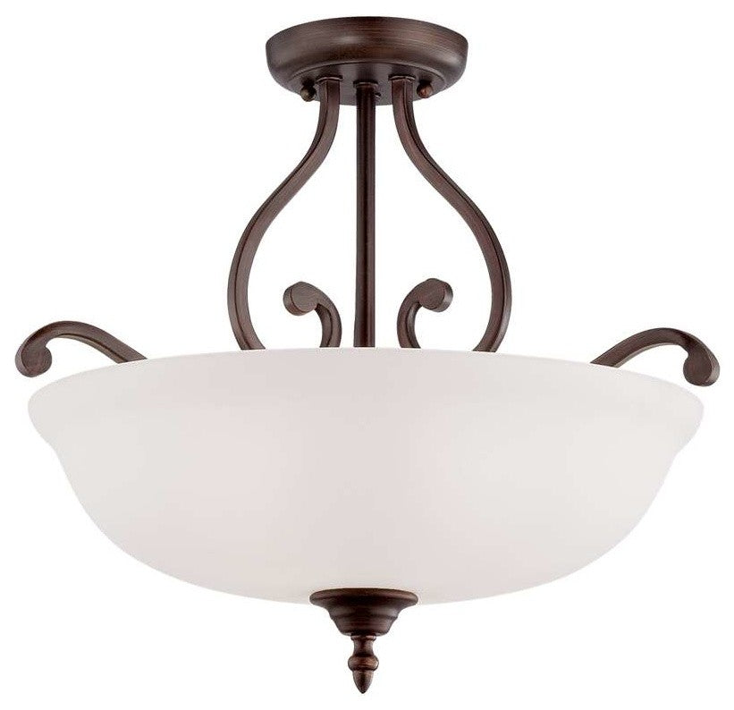 Millennium 1573-RBZ Three Light Semi-Flush Mount, Rubbed Bronze Finish