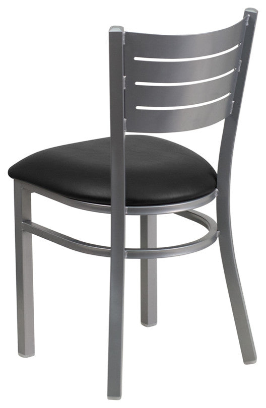 Silver Slat Chair-Black Seat