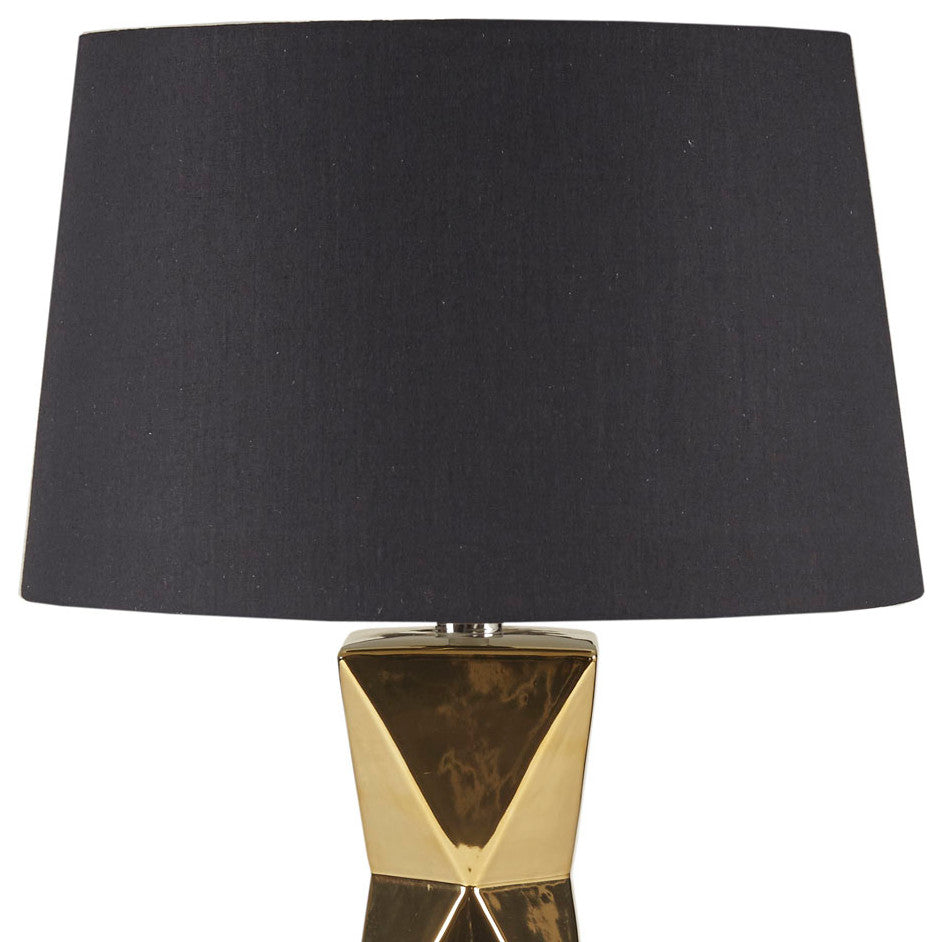 INK+IVY Kenlyn Geometric Ceramic Table Lamp, White, Gold