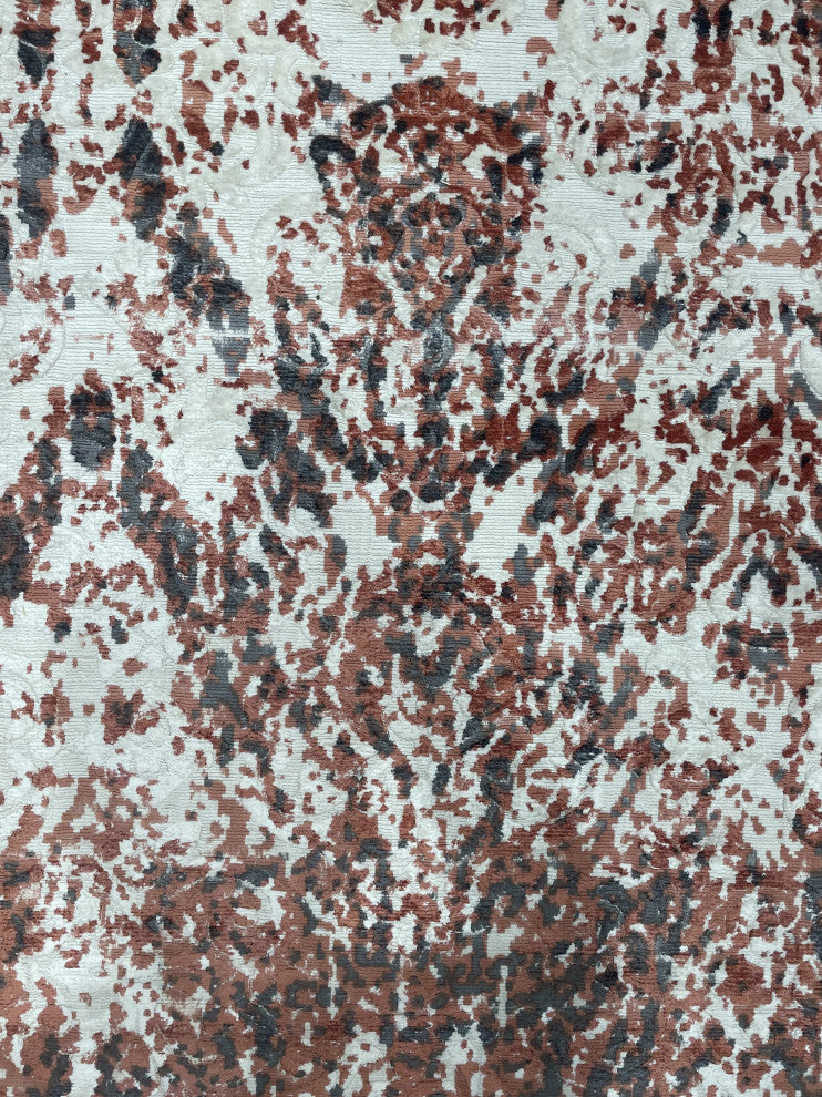 Hand-Knotted Wool Ivory/Red Transitional Modern Modern Rug, 7' X 9'