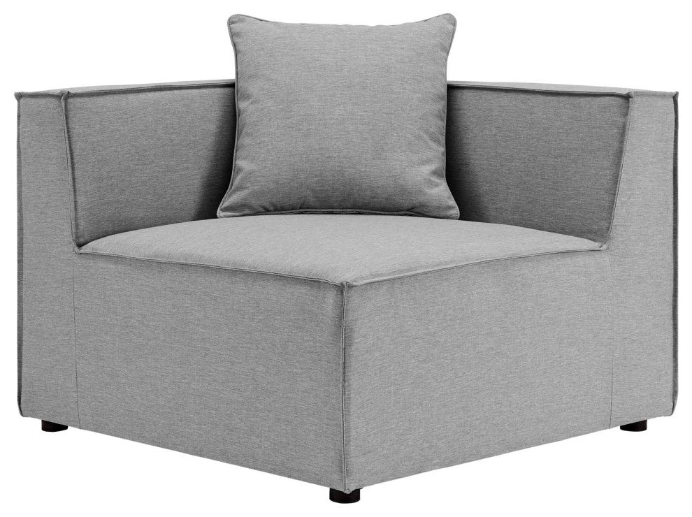Lounge Sectional Sofa Set, Fabric, Gray, Modern, Outdoor Patio Cafe Bistro