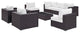 Modway Convene 8 Piece Outdoor Patio Sectional Set, Espresso White