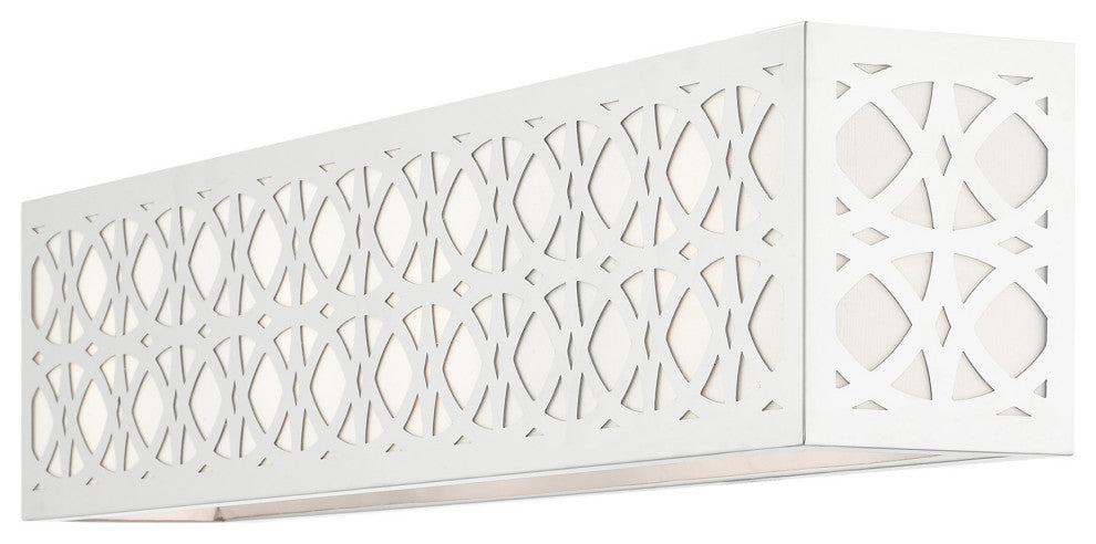 Polished Chrome Fretwork, Ornamental, Transitional, Sophisticated Vanity Sconce