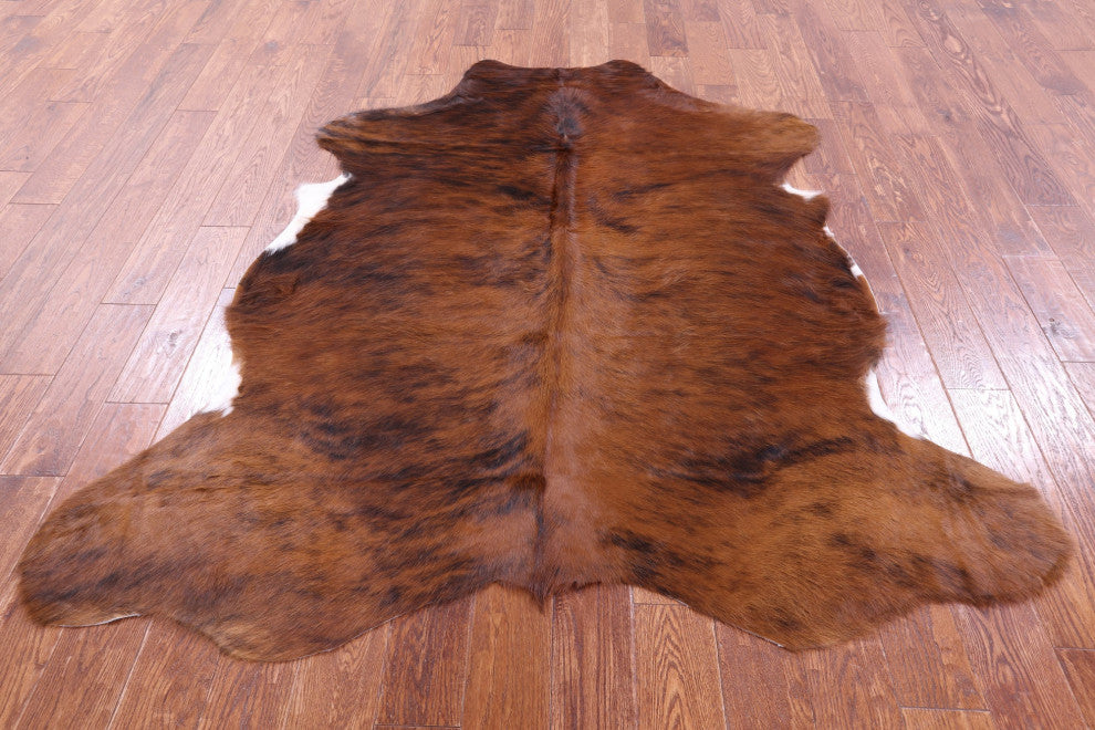 6' 4" X 5' 9" Brindle Natural Cowhide Rug C1893