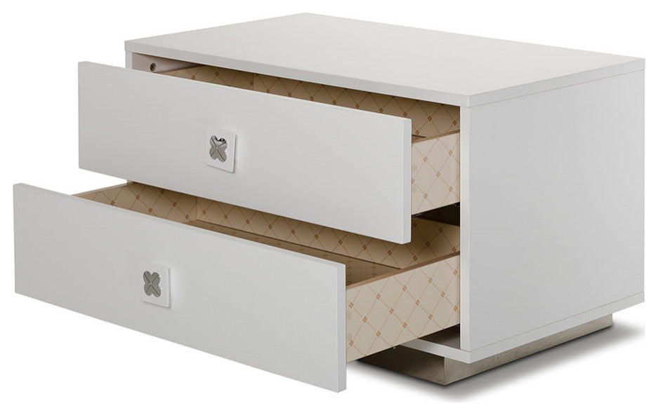 19" White Gloss Mdf Nightstand