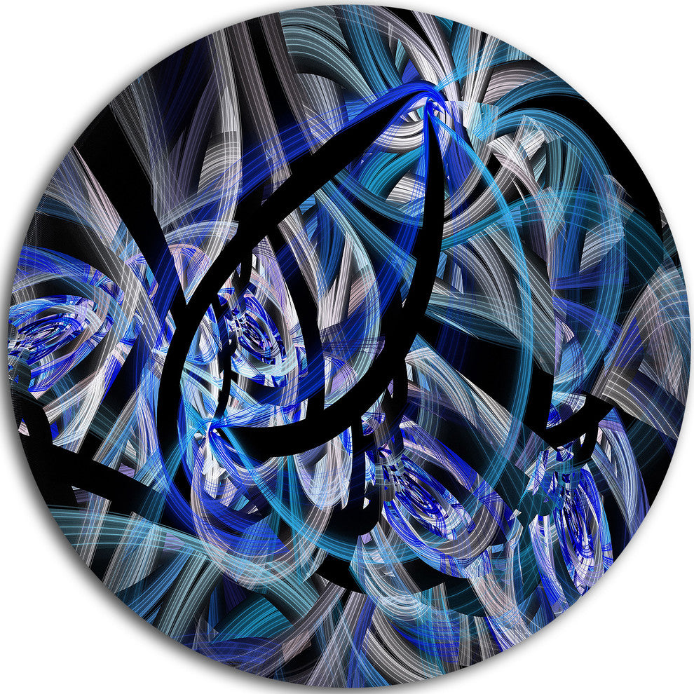 Symmetrical Spiral Blue Flower, Floral Disc Metal Wall Art, 36"