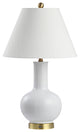 Han 27" Ceramic Contemporary USB Charging LED Table Lamp, White
