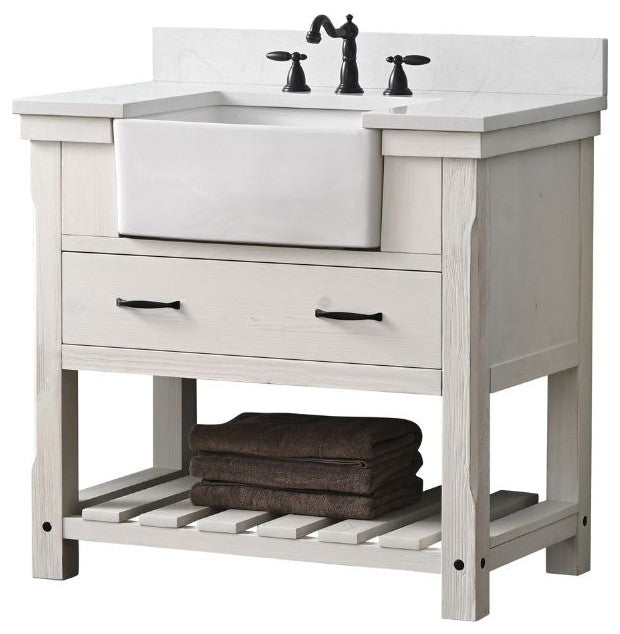 Wesley 36" Bathroom Vanity, White Wash