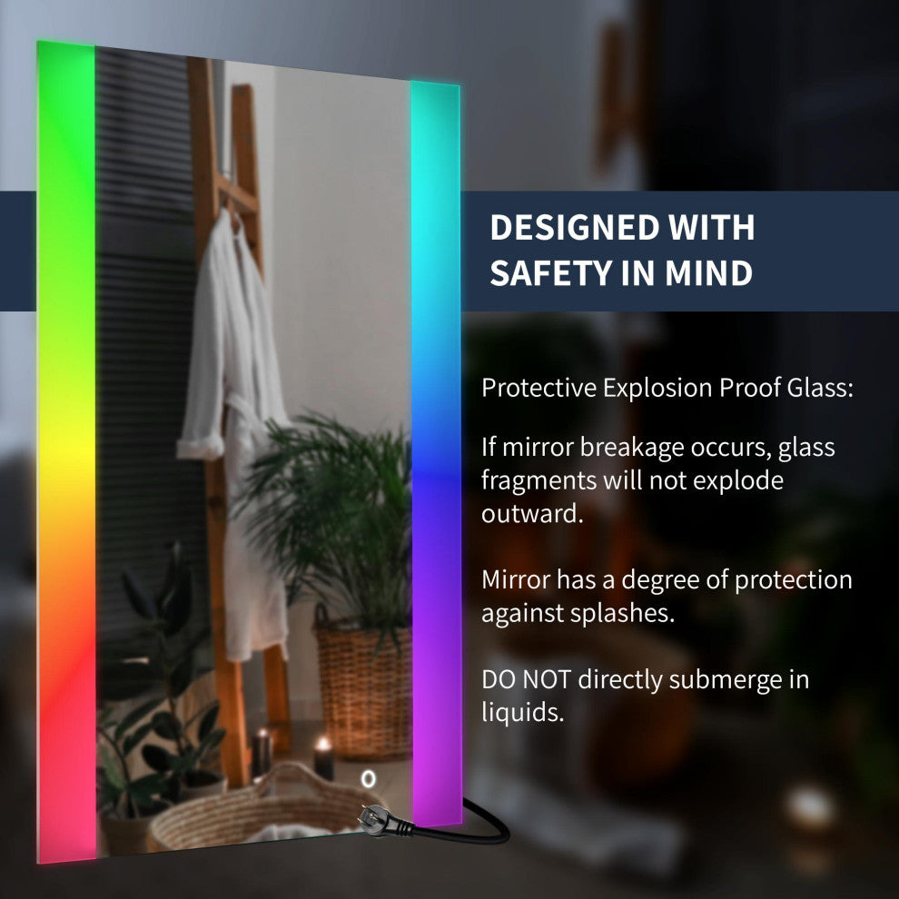 Frosted Bathroom Vanity Multi-Color Dimming LED Wall Mirror - 24" x 36"