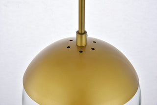 Elsa 1-Light Brass Plug-In Pendant With Clear Glass