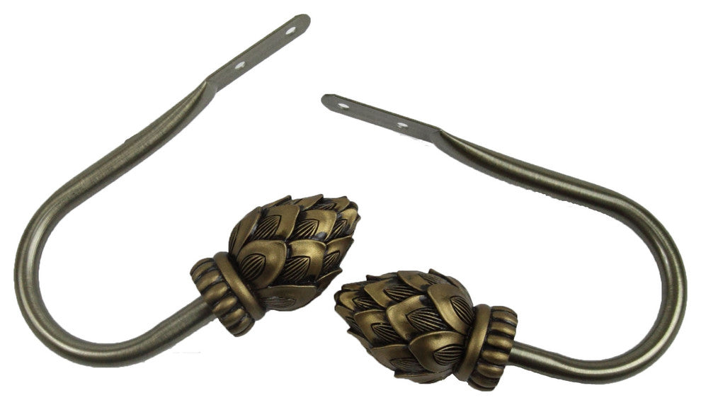 Bud Holdback, Set of 2, Antique Brass, Antique Brass
