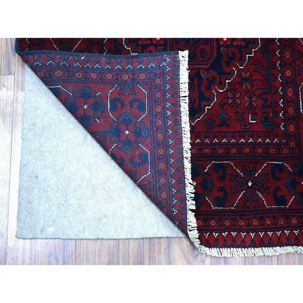 Red Afghan Khamyab Wool Tribal Design Hand Knotted Runner Oriental Rug 2'9"x9'5"