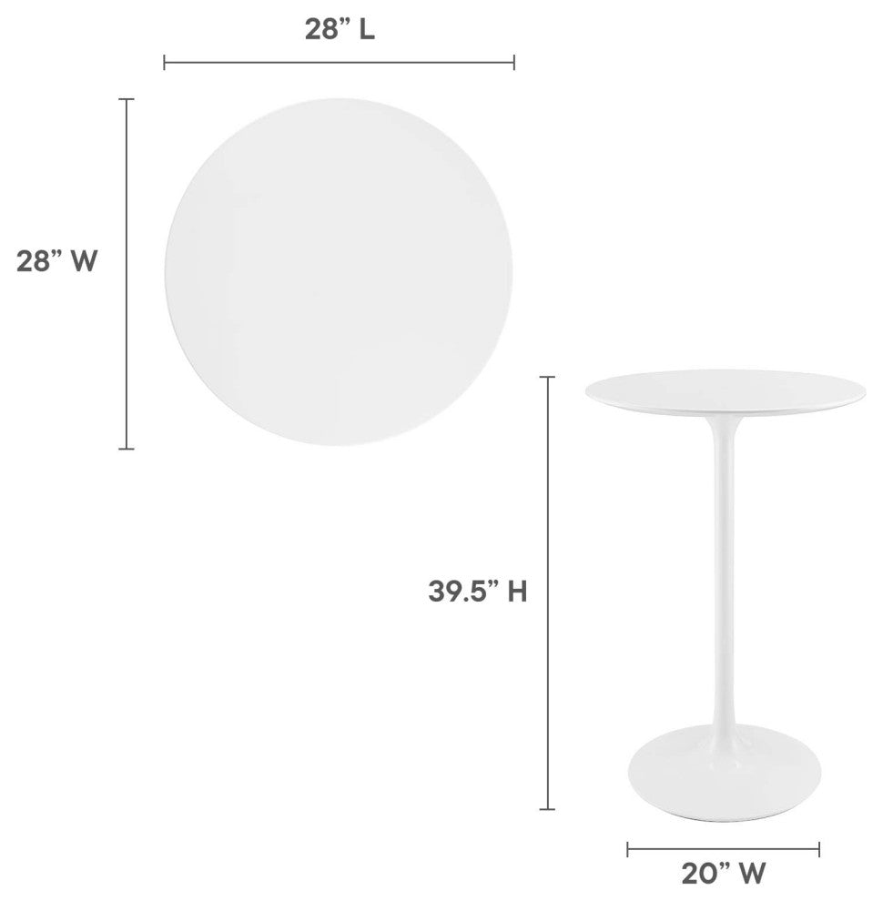 Lippa 28" Round Bar Table in White