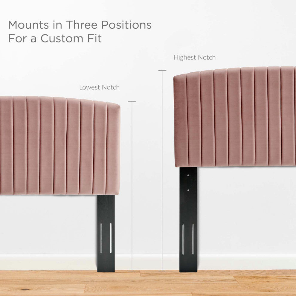 Rebecca Performance Velvet Twin Headboard - Dusty Rose