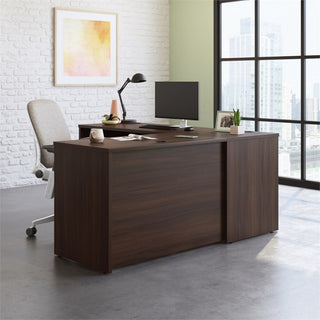 Sauder Affirm Engineered Wood 72"x24" Desk with Return Bundle in Noble Elm/Brown