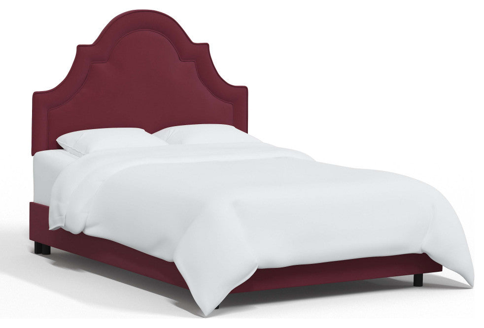 High Arched Bed With Border, Velvet Berry, King