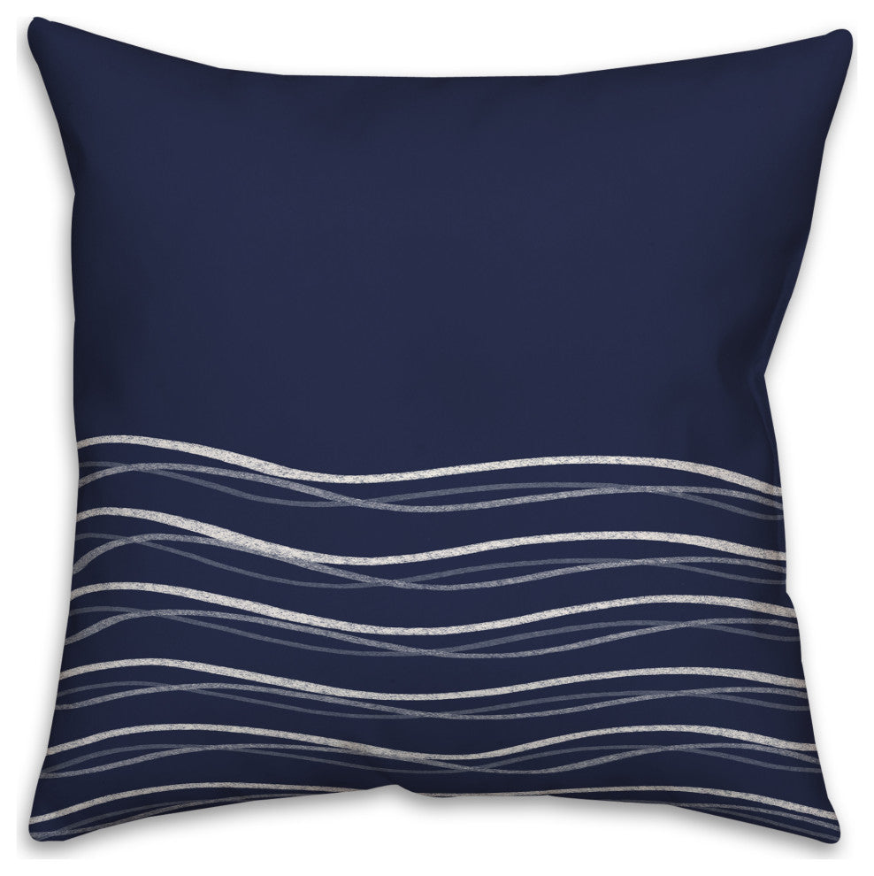 Navy Wavy Lines 20x20 Spun Poly Pillow