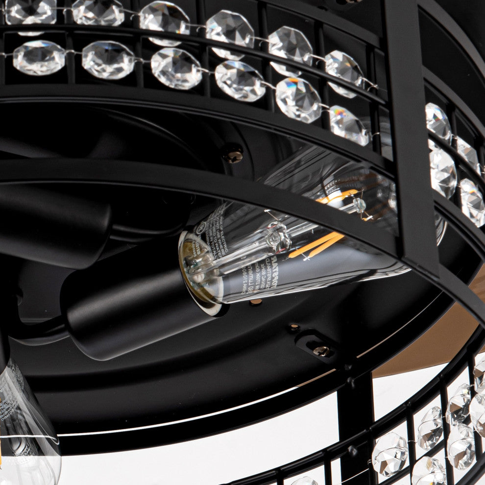 35.83 in Crystal Ceiling Fan with 3 Retractable Blades and Remote