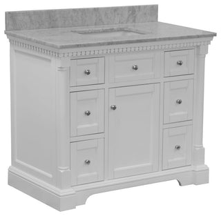 Sydney 42" Bathroom Vanity, White, Carrara Marble