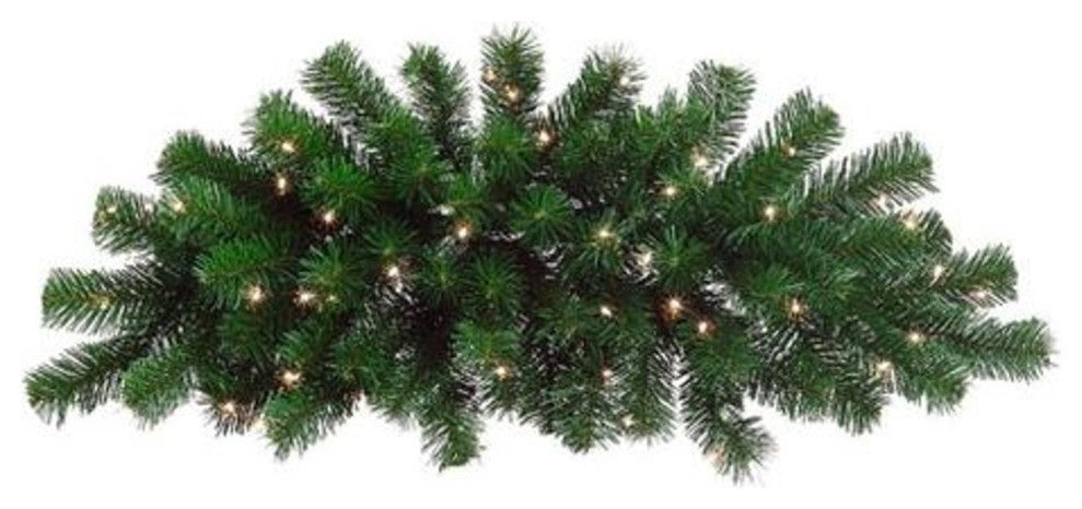 28" Pre-Lit Deluxe Windsor Pine Artificial Christmas Swag, Clear Lights