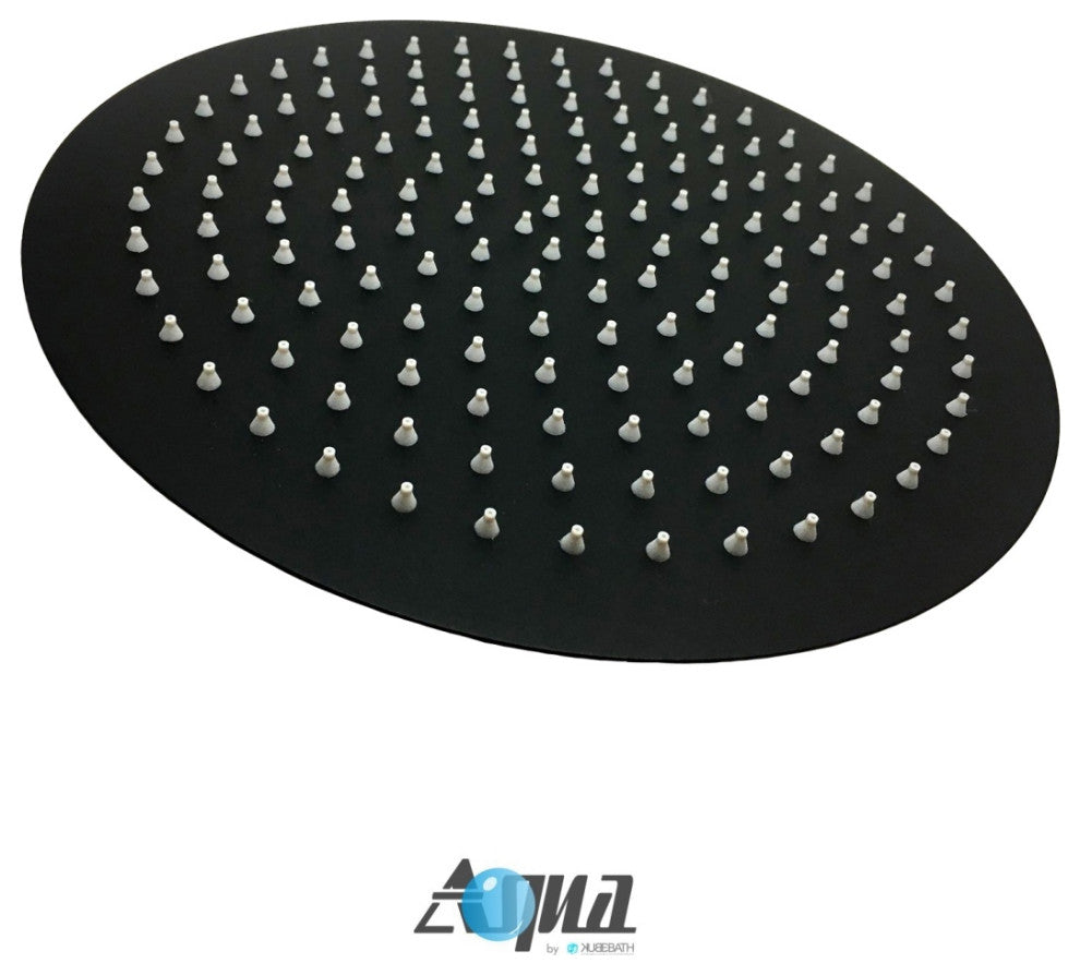Aqua Rondo Matte Black Shower Set With 12" Rain Shower