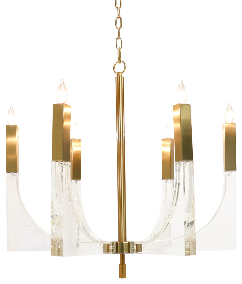 6-Light Omeara Candle Style Chandelier Light, White and Gold