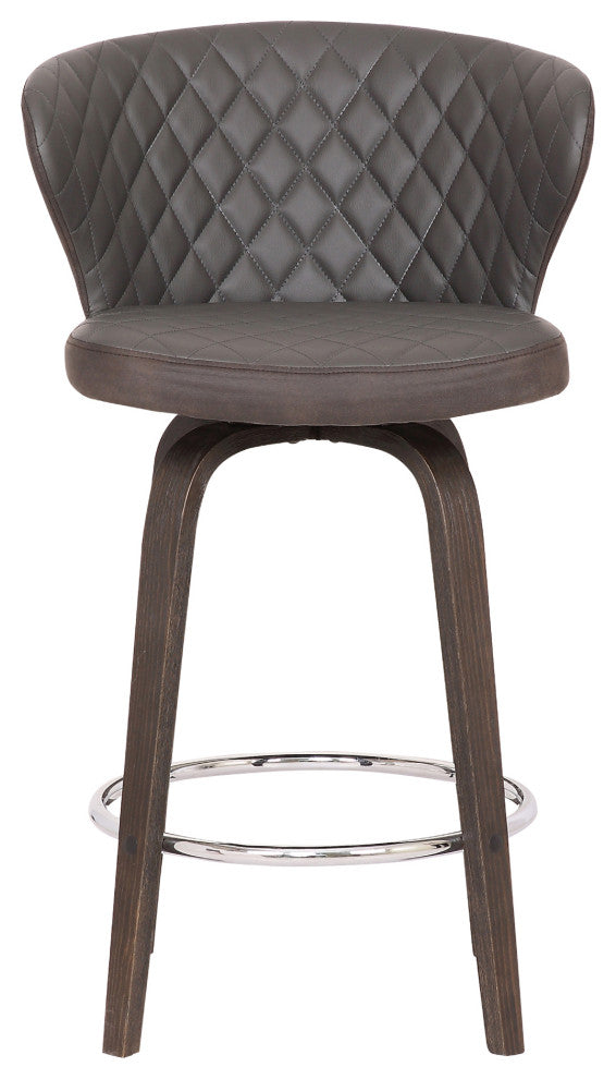 Mynette 26" Swivel Brown Faux Leather Bar Stool