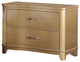 Pine Wood Night Stand With Two Drawers, Gold