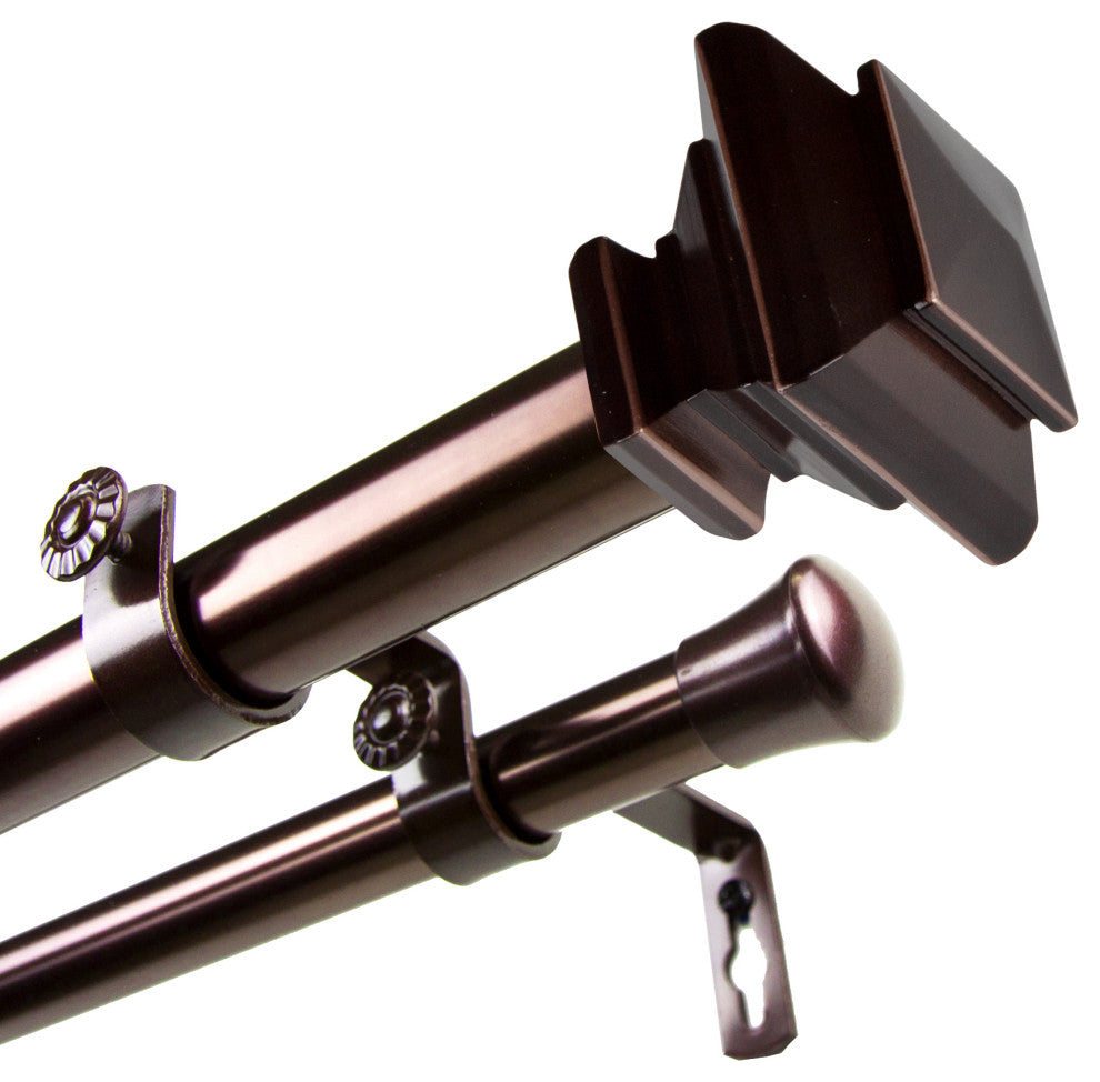 Helen 1" Double Curtain Rod, Bronze, 48-84"