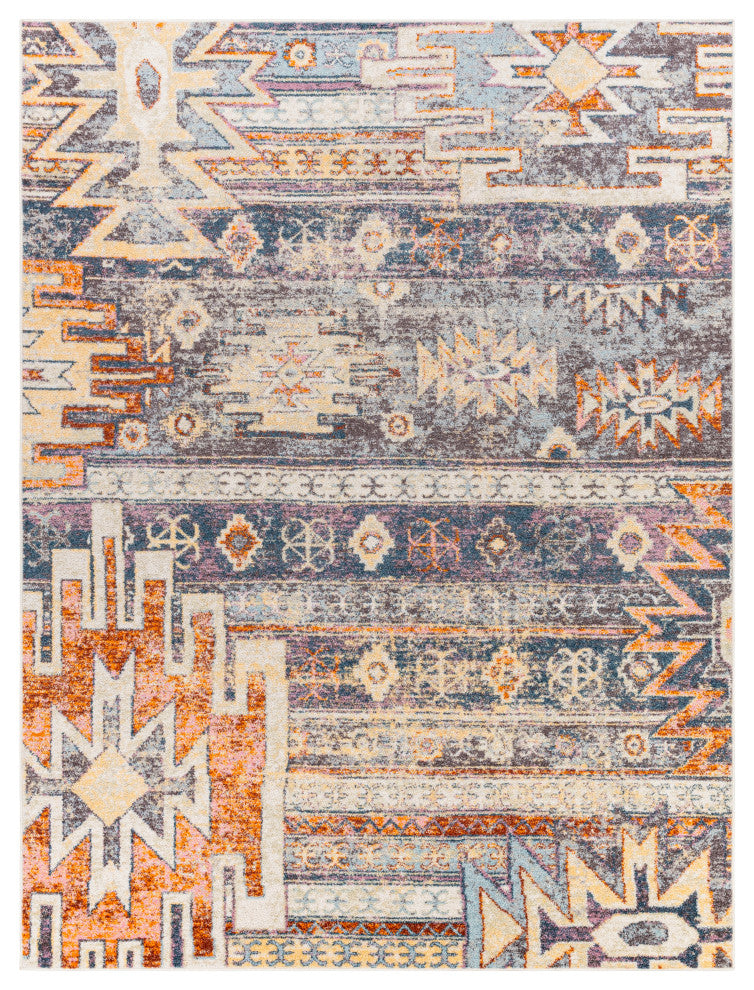 New Mexico NWM-2310 Rustic Colorful/Blue 7'10"x10'3" Area Rug