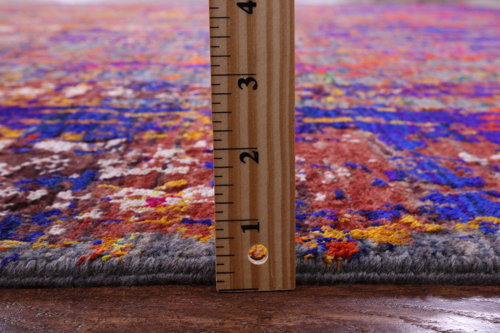 8' 10" X 12' 5" Modern Wool & Silk Handmade Rug - Q13489