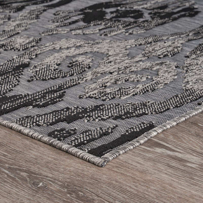 5" x 7" Black Ogee Pattern Indoor Outdoor Area Rug