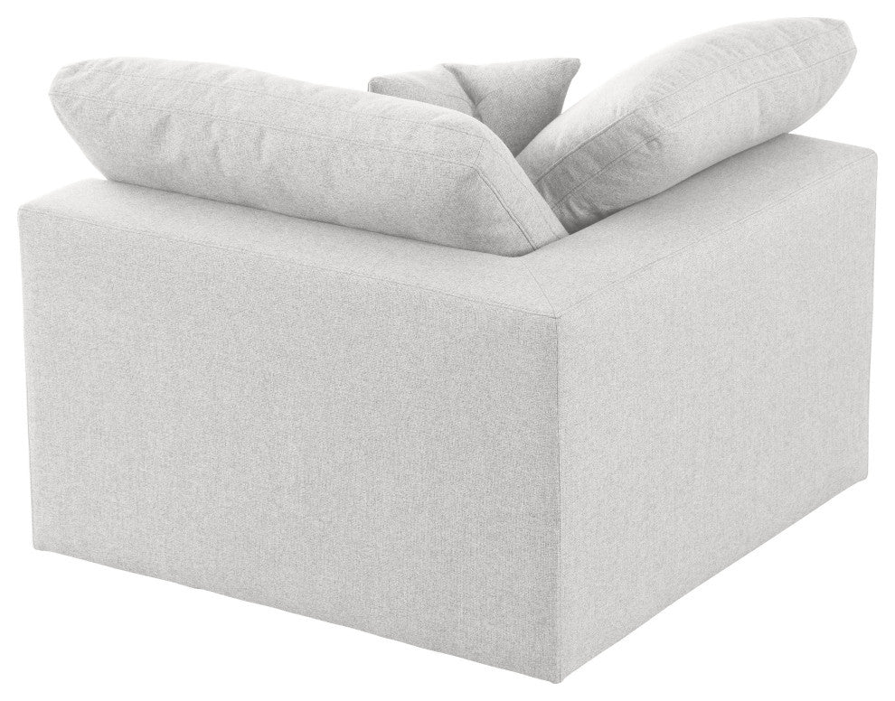 Serene Linen Textured Fabric Deluxe Comfort Modular Corner Chair, Cream