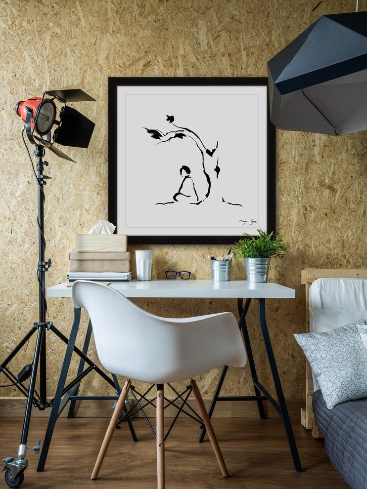 Marmont Hill, "Meditation Under Tree" by Maya Gur Framed Painting Print, 18x18