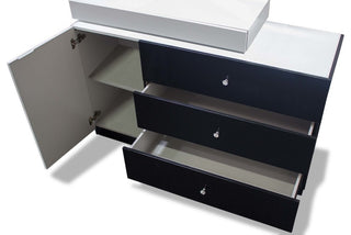 Modern White and Black Dresser and Mirror, 2-Piece Set