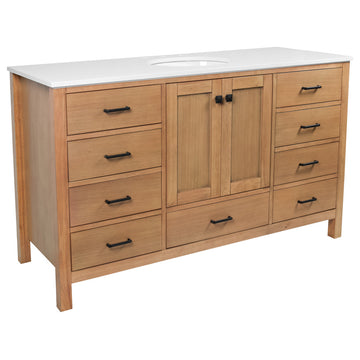 Horizon 60" Single Bathroom Vanity Top, Blonde, Engineered White