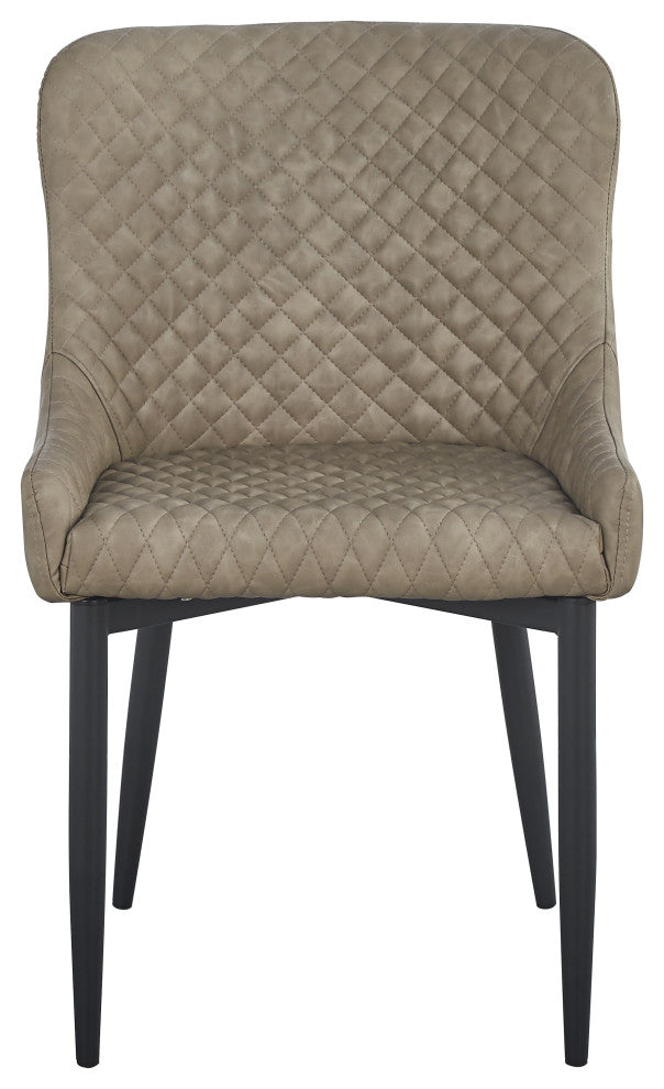 Tufted Faux Leather Dining Chair With Black Base, Set of 4, Light Gray