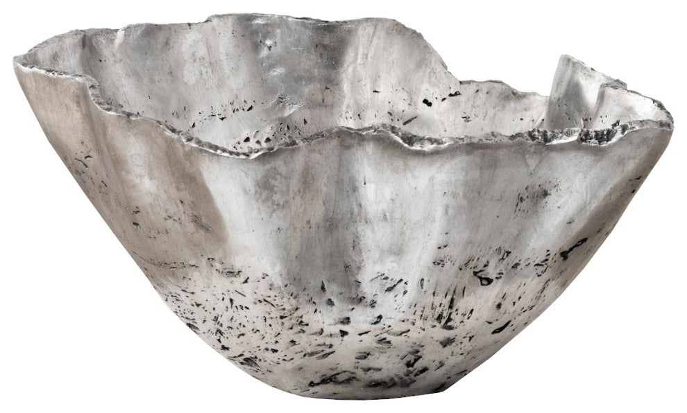 Cast Onyx Bowl, Silver Leaf, Large