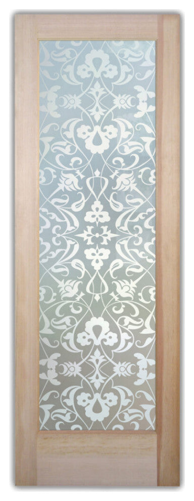 Interior Prehung Door or Interior Slab Door - Floweret - Primed - 24" x 96"...