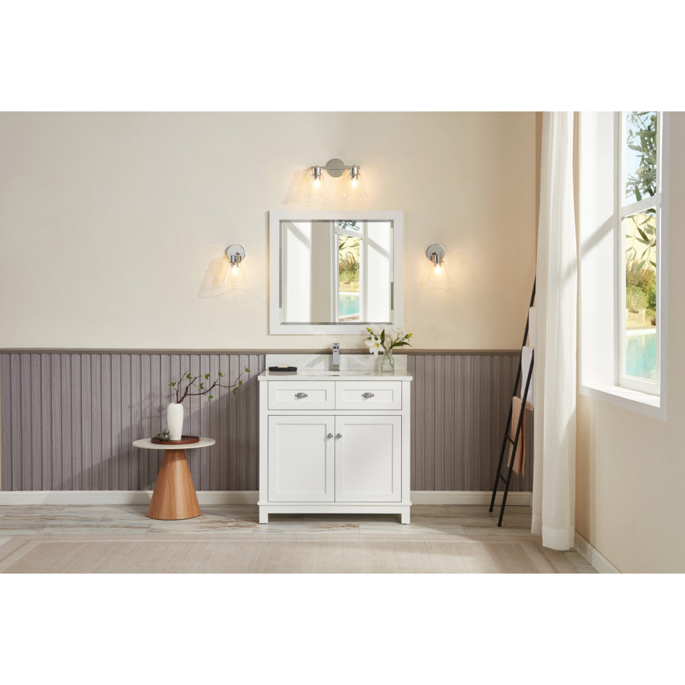 Legion Furniture WS2515 Series Bathroom Sink Vanity, White, 36", Artificial Stone Top, Single Sink