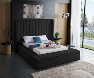 Kiki Velvet Bed, Black, Queen