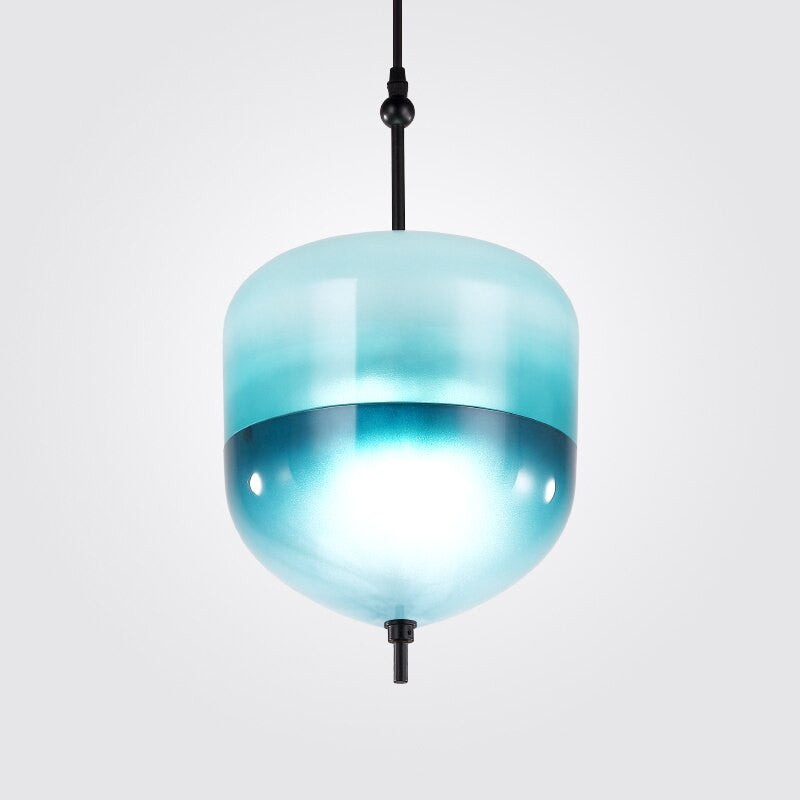Blue/White Drop-shaped Glass LED Hanging Lamp for Kitchen Island, Blue, B