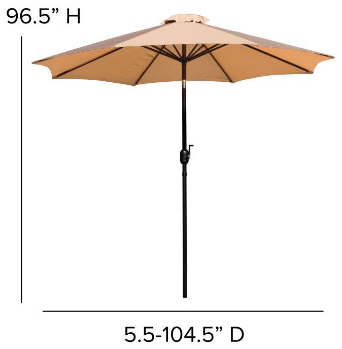 3 Pc Patio Table Set -30" x 48" Square Teak Patio Table w/Umbrella & Base, Tan